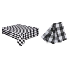 IH Casa Decor Fitted White and Black Buffalo Table Cover Set
