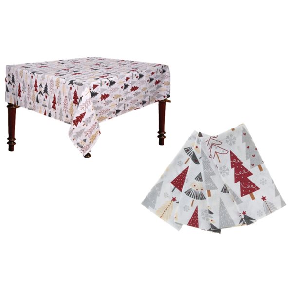 IH Casa Decor Fitted Table Cover Set with Multicoloured Tree