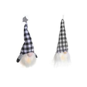 Décoration de Noël IH Casa Decor gnome avec chapeau blanc et noir, ensemble de 2