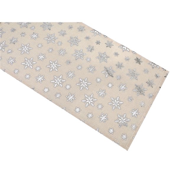 Tapis de table ajusté par IH Casa Decor, motif de flocon de neige, argent