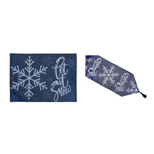 IH Casa Decor Fitted Blue Let It Snow Table Cover Set