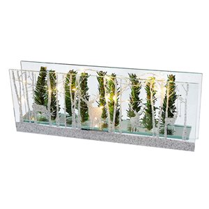 IH Casa Decor LED Green and Silver Winter Scene Rectangular Christmas Decoration