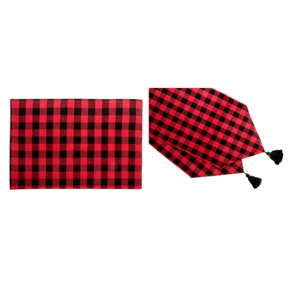iH casadécor Fitted Red Buffalo Table Cover Set