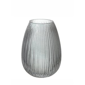 Vase en verre texturé en forme d'oeuf par IH Casa Decor, 6,5 po x 10 po, gris anthracite