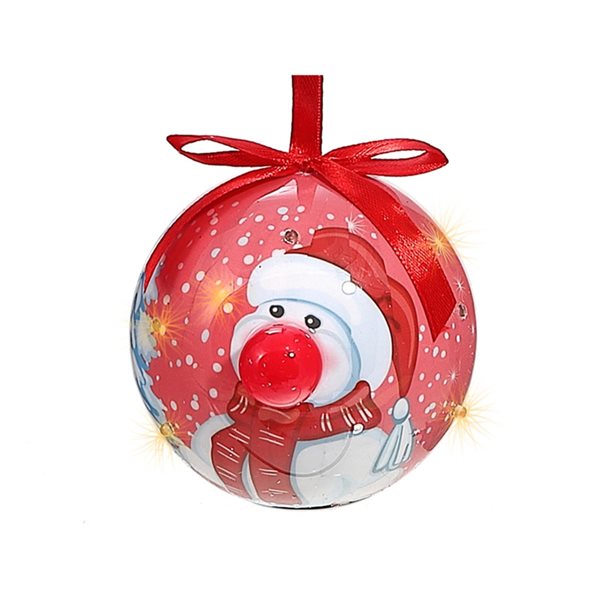 IH Casa Decor Multicolour Snowman Ornament Set with Red Light - 12-Pack