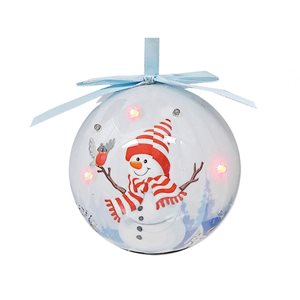IH Casa Decor Multicolour Snowman with Bird Ornament Set with Red Light - 12-Pack
