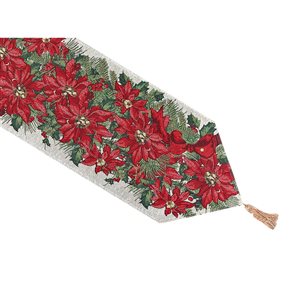 IH Casa Decor Fitted 36-in Red Tapestry Runner with Poinsettia Bundle