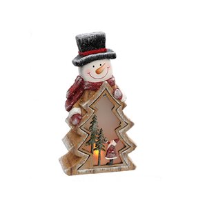 Décoration de Noël IH Casa Decor bonhomme de neige avec arbre à lumière DEL