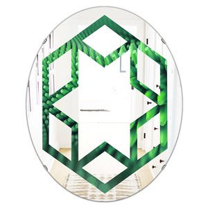DesignArt 31.5-in x 23.7-in Abstract 3D Spiny Background Oval Polished Wall Mirror