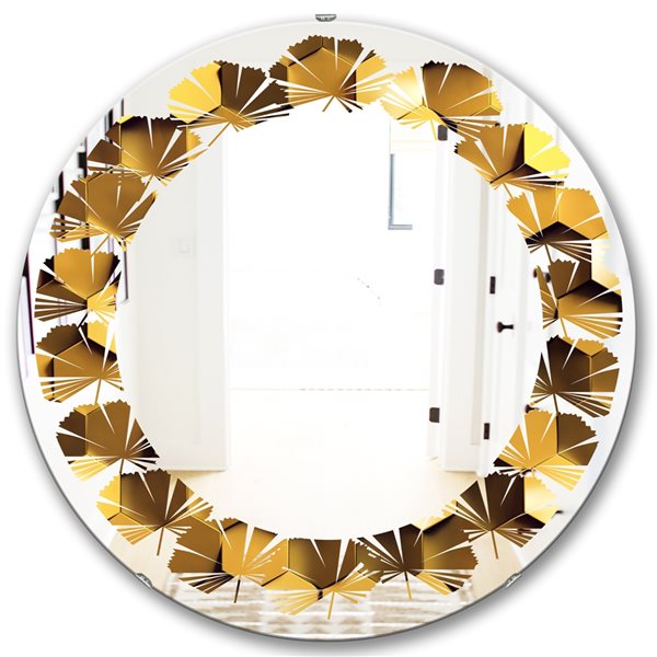 Designart 24-in x 24-in Golden Honeycomb Wall Texture Round Polished ...