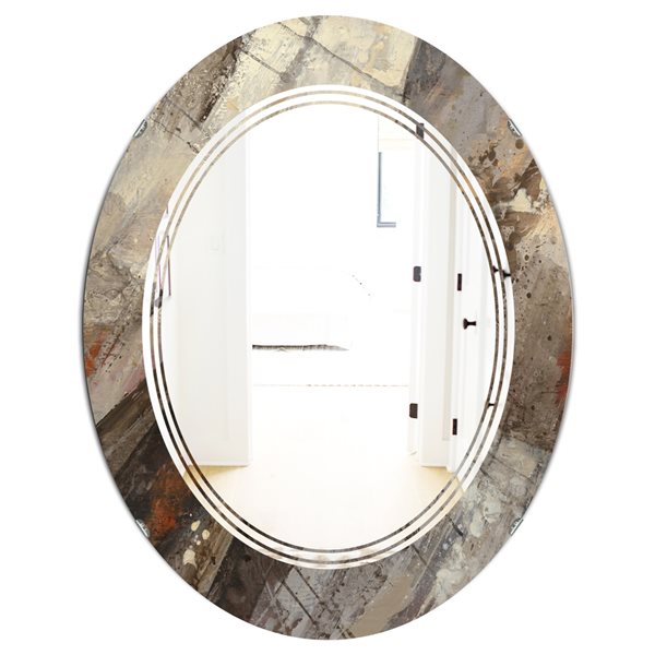 Designart 31.5-in x 23.7-in Fire and Ice Minerals III Oval Polished Wall Mirror