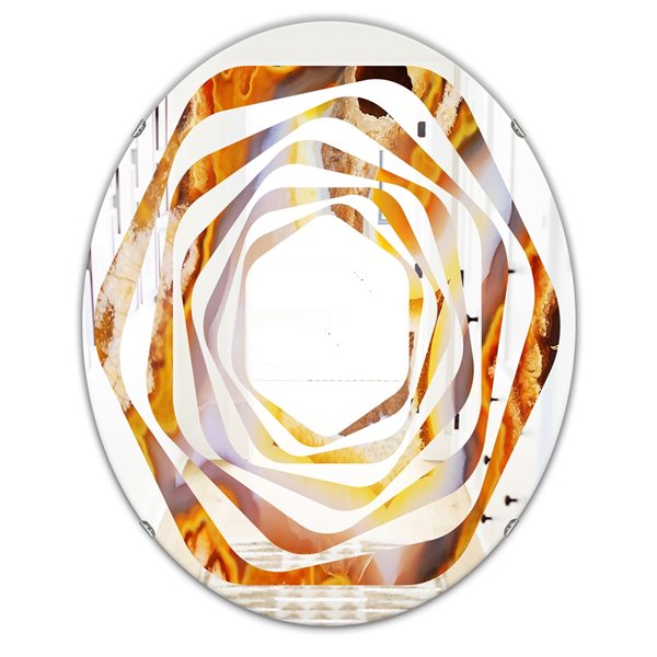 Designart 31.5-in x 23.7-in Fire with Rrystals Oval Polished Wall Mirror