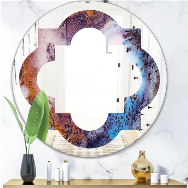 Designart 24-in x 24-in Multicolour Geode 3 Round Wall Mirror