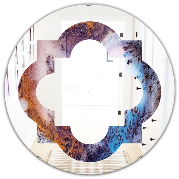 Designart 24-in x 24-in Multicolour Geode 3 Round Wall Mirror