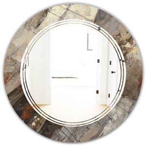 Designart 24-in x 24-in Fire and Ice Minerals III Round Polished Wall Mirror