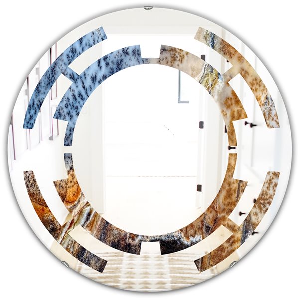 Designart 24-in x 24-in China Moss Agate Round Polished Wall Mirror