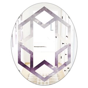 Designart 31.5-in x 23.7-in Mirrornight at the Lake II Amethyst and Grey Oval Polished Wall Mirror