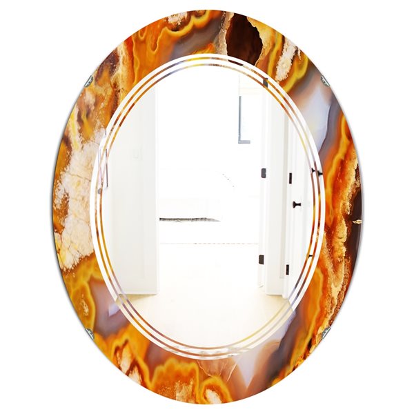 Designart 31.5-in x 23.7-in Fire with Rrystals Oval Polished Wall ...