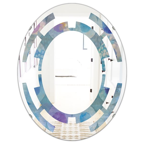 Designart 31.5-in x 23.7-in Watercolour Geometrical Circles II Oval Polished Wall Mirror