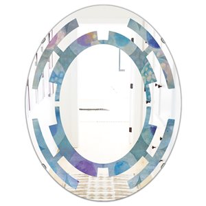 Designart 31.5-in x 23.7-in Watercolour Geometrical Circles II Oval Polished Wall Mirror