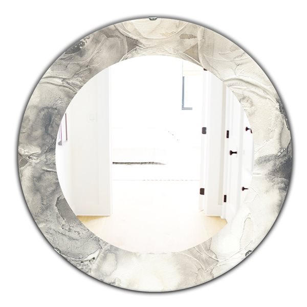 Designart 24-in x 24-in Gray Circles I Round Polished Wall Mirror ...