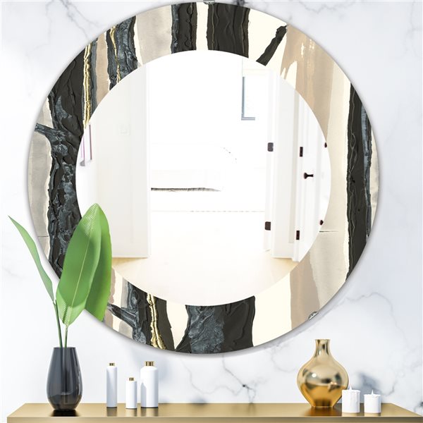 Designart 24-in x 24-in Forest Silhouette II Round Polished Wall Mirror