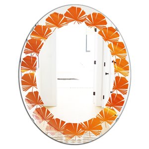 DesignArt 31.5-in x 23.7-in Brown Agate in Wave Pattern Oval Polished Wall Mirror
