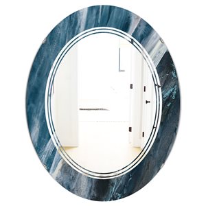 Designart 31.5-in x 23.7-in Splash Blue Indigo Oval Polished Wall Mirror