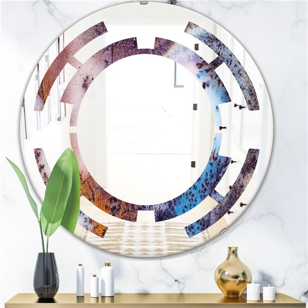 Designart 24-in x 24-in Geode 3 Round Polished Wall Mirror