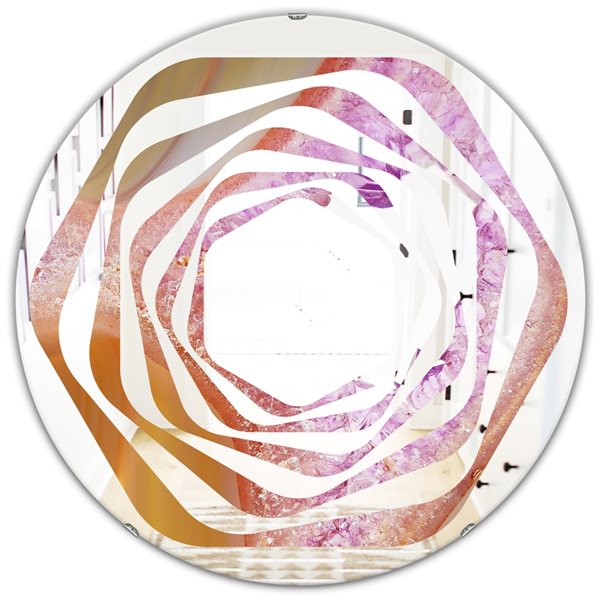 Designart 24-in x 24-in Crystals of Amethyst in Agate Round Polished ...