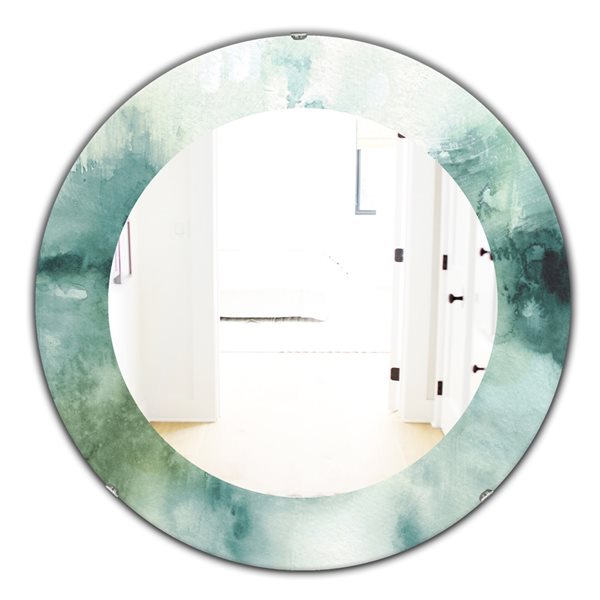 Designart 24-in x 24-in Lost Into the Blue Round Polished Wall Mirror ...