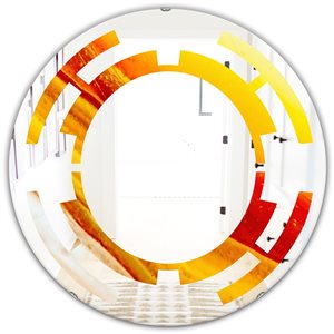 DesignArt 24-in x 24-in Kazakhstan Brown Agate Macro Round Polished Wall Mirror