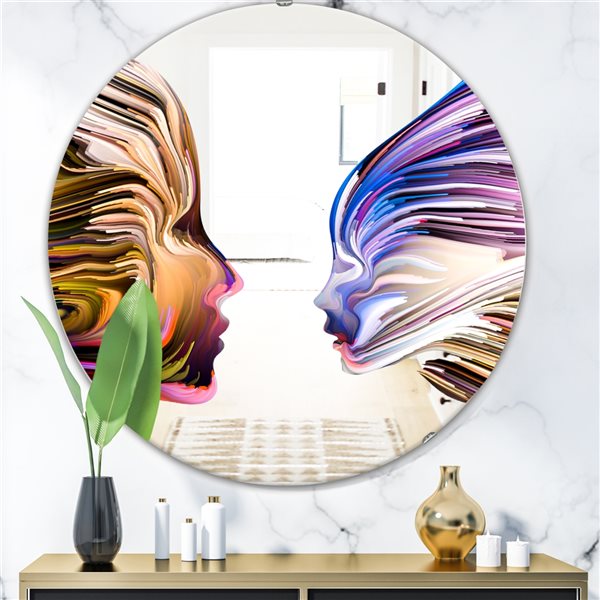 Designart 24-in x 24-in Metaphorical Mind Painting Round Polished Wall Mirror