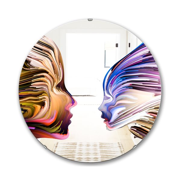 Designart 24-in x 24-in Metaphorical Mind Painting Round Polished Wall Mirror