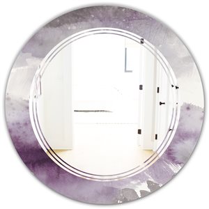 DesignArt 24-in x 24-in Mirrornight at the Lake II Amethyst and Grey Round Polished Wall Mirror