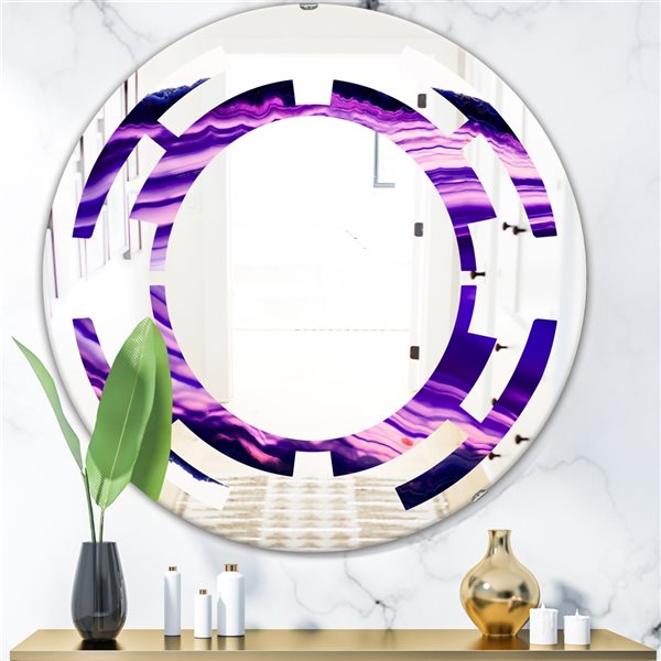 Designart 24-in x 24-in Geode 4 Round Polished Wall Mirror