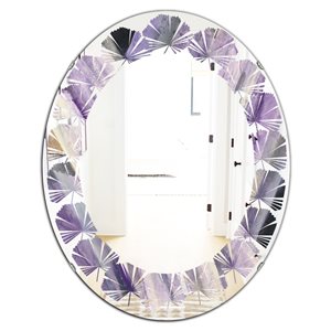 Designart 31.5-in x 23.7-in Geometric Purple Glacier Oval Polished Wall Mirror