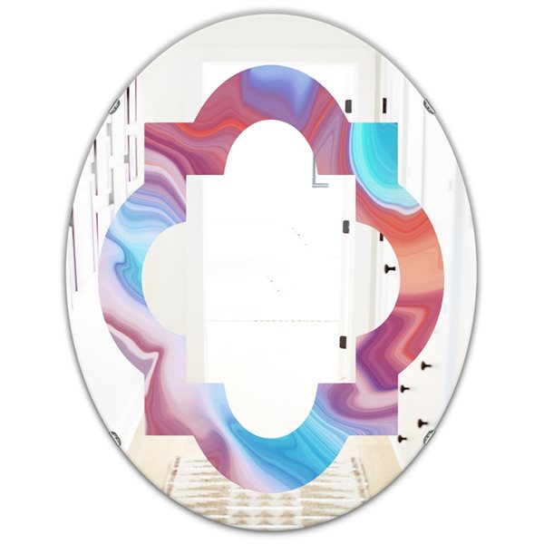 Designart 31.5-in x 23.7-in Abstract Marbled Background Oval Polished Wall Mirror