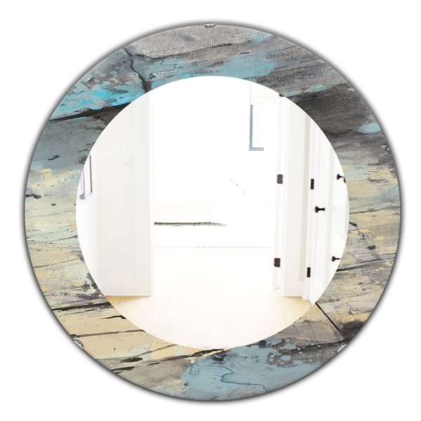 Designart 24-in x 24-in Rock Teal Panel II Round Polished Wall Mirror ...