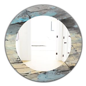 Designart 24-in x 24-in Rock Teal Panel II Round Polished Wall Mirror