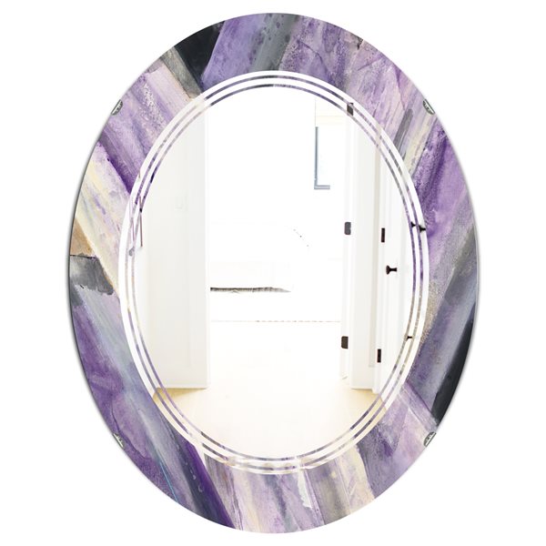 Designart 31.5-in x 23.7-in Geometric Purple Glacier Oval Polished Wall ...