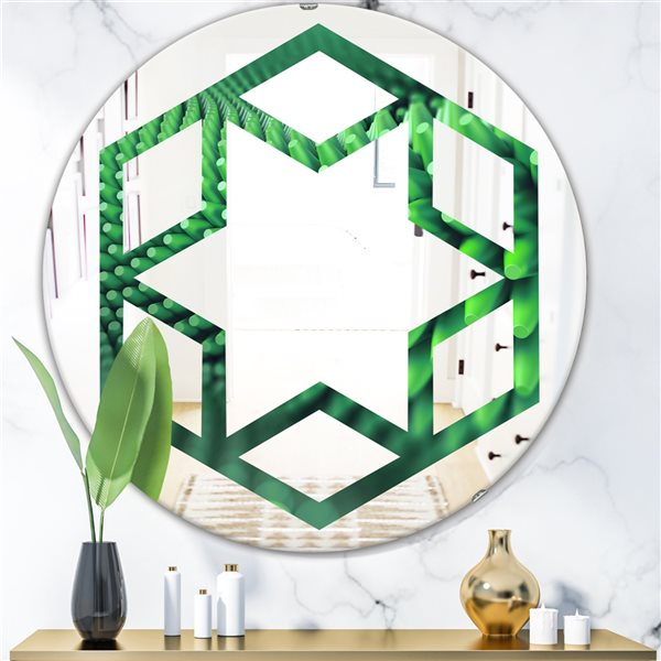 Designart 24-in x 24-in Abstract 3D Spiny Background Round Polished Wall Mirror