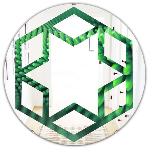 Designart 24-in x 24-in Abstract 3D Spiny Background Round Polished Wall Mirror