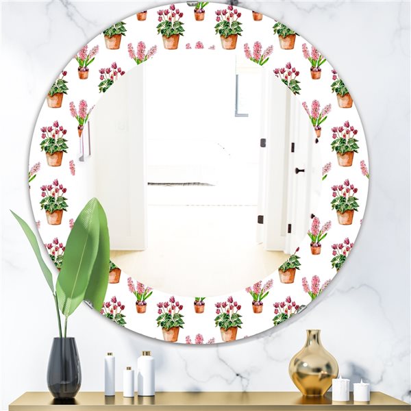 Designart 24-in x 24-in Home Flower Traditional Mirror
