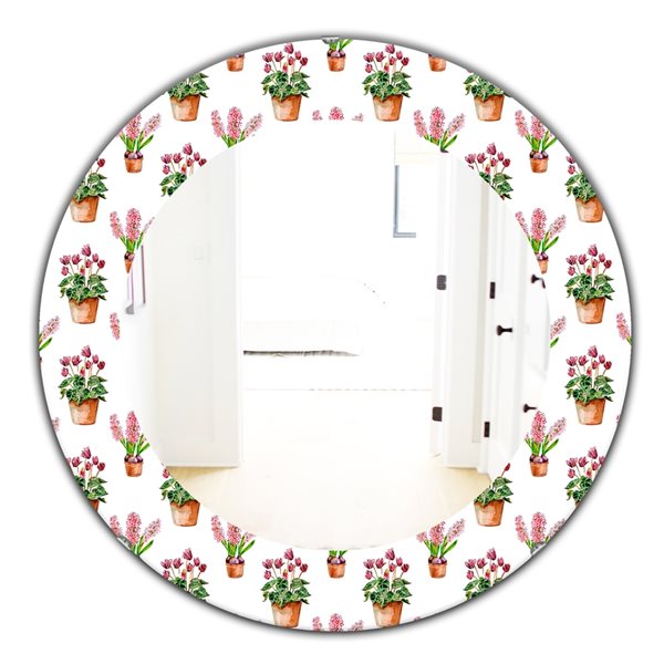 Designart 24-in x 24-in Home Flower Traditional Mirror