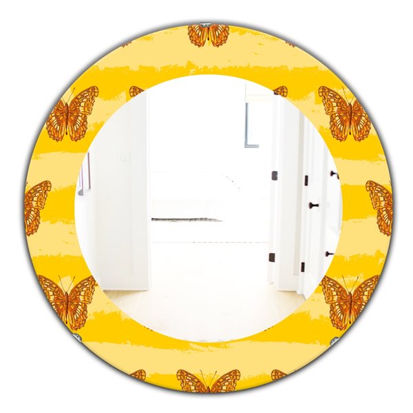 Designart 24-in x 24-in Yellow Moods 10 Modern Mirror