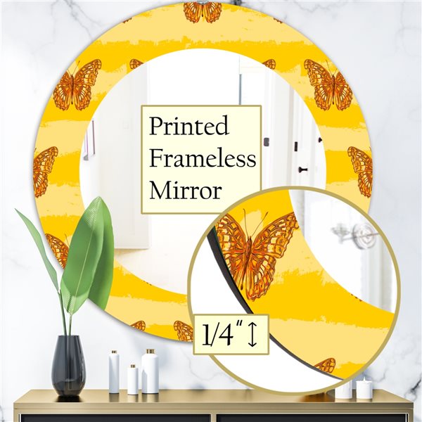 Designart 24-in x 24-in Yellow Moods 10 Modern Mirror