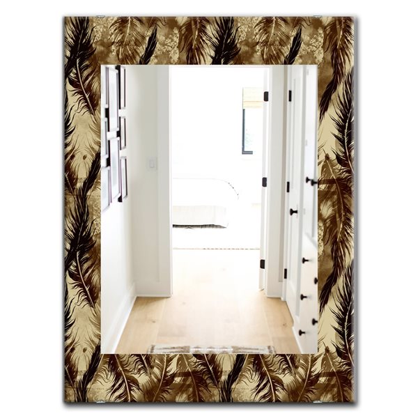 Designart 35.4-in x 23.6-in Feathers 15 Bohemian and Eclectic ...