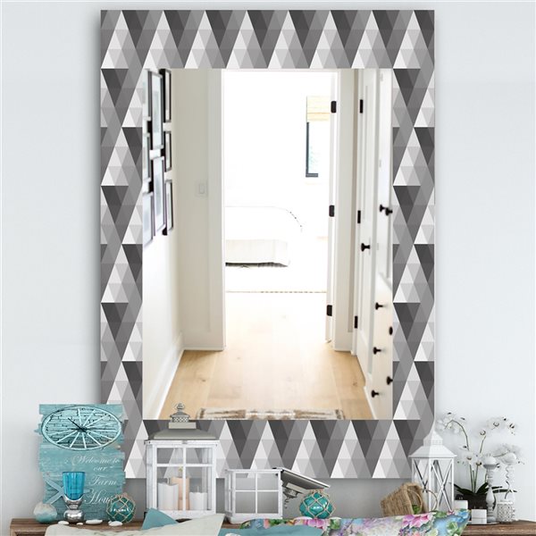 Designart 35.4-in x 23.6-in Triangular Colourfields 2 Modern Rectangular Mirror