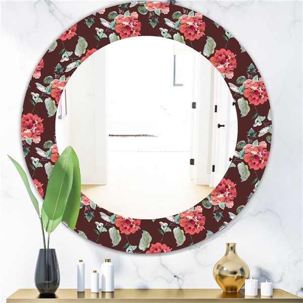 Designart 24-in x 24-in Obsidian Bloom 2 Traditional Mirror